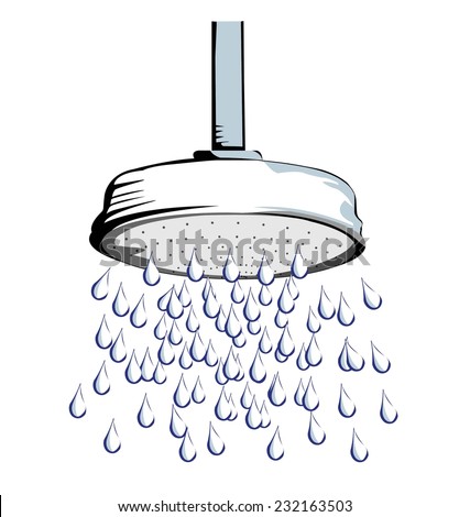 Cartoon Illustration Shower Head Large Water Stock Vector 232163503 ...