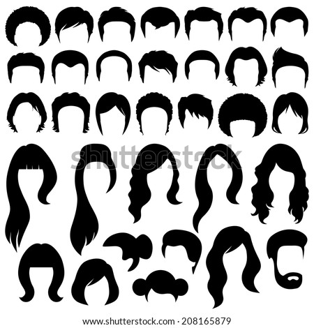 Hair Silhouettes Woman Man Hairstyle Stock Vector 
