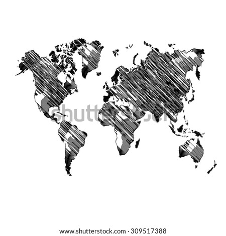 Vector World Global Map Sketch Black Stock Vector 9718579 - Shutterstock