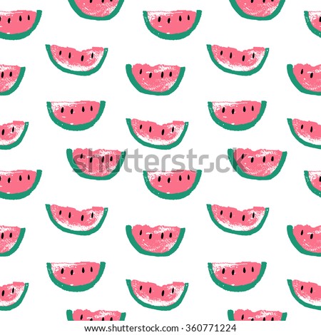 Seamless stylish pattern with hand drawn watermelon