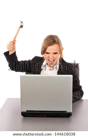 Nervous Angry Secretary Destroys Your Laptop Stock Photo 130637906 ...