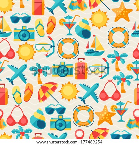 Travel and tourism seamless pattern.