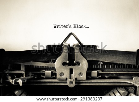 Writers Block typed words on a Vintage Typewriter