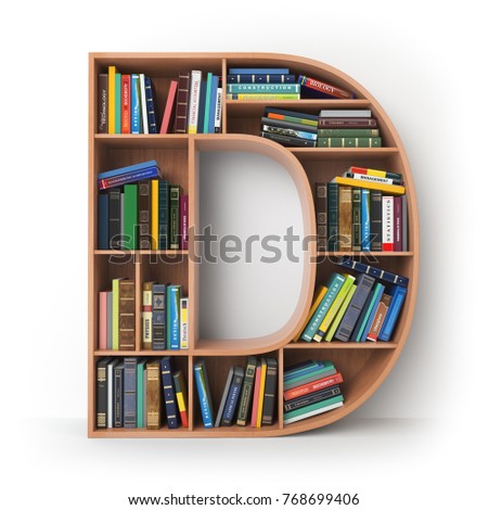 letter d alphabet form shelves books stock illustration 768699406 letter d books