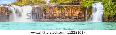Beautiful Dray Sap waterfall in Vietnam. Panorama