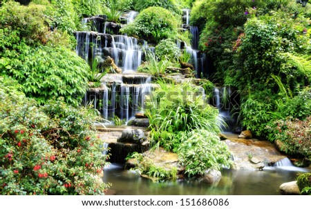 Artificial Waterfall Flower Garden Thailand Stock Photo 151686086 ...