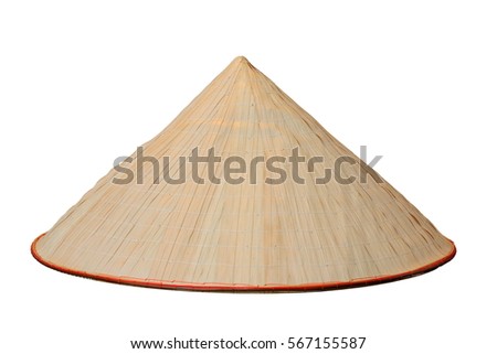 chinese conical trellis handmade hat isolated over white background