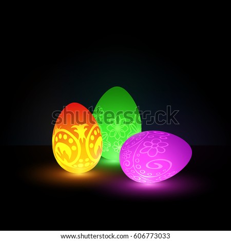 Glowing Easter Eggs Neon Ornaments On Stock Vector 606773033 - Shutterstock