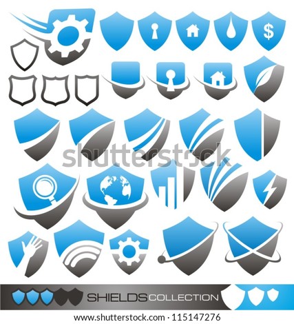 Security Guard Set Shield Icons Symbols Stock Vector (Royalty Free