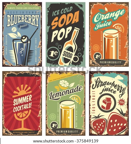 Retro Wall Decor retro wall decor juices drinks set stock vector 375849139 Retro Wall Decor retro wall decor juices drinks set stock vector 375849139