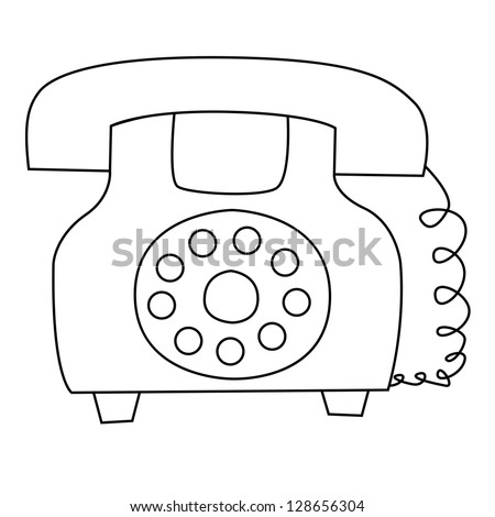 Cartoon Vector Outline Illustration Telephone Ringing Stock Vector ...