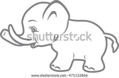 Download Baby Elephant Outline Drawing Vector Stock Vector (Royalty ...