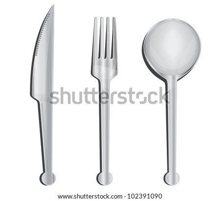 Fork Spoon Knife Isolated On White Stock Vector 167182568 - Shutterstock