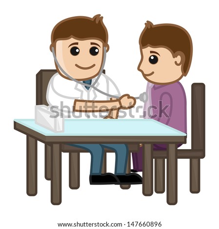 Doctor Check Patient Medical Cartoon Characters Stock Vector 147660896 ...