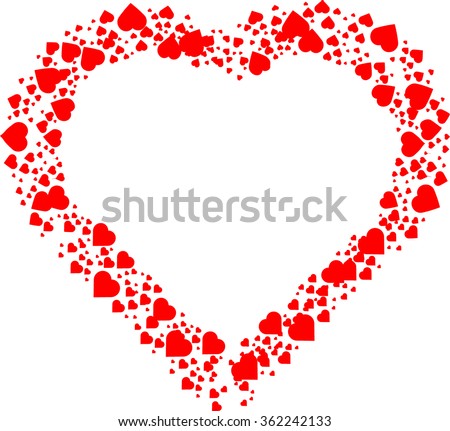 Love Red frame . Valentine's Day Heart Background .