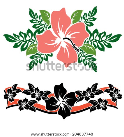 Various Hibiscus Hawaiian Tropical Flowers Stock Vector 145116070 ...