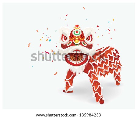 Traditional Chinese lion dance festival background.