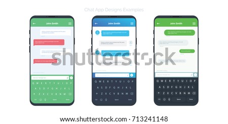 set of social network chat window concepts with different app design ideas chatting and messaging - App Design Ideas set of social network chat window concepts with different app design ideas chatting and messaging - App Design Ideas