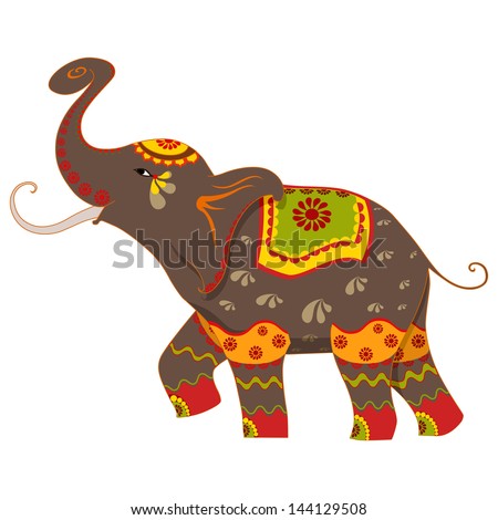 vector illustration of decorated elephant