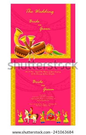 vector illustration of Indian wedding invitation card