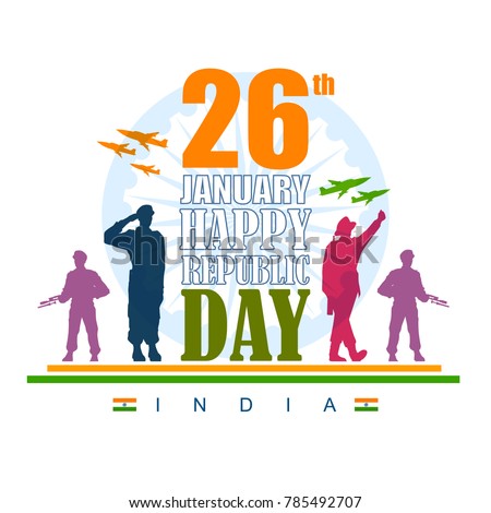 vector illustration of Indian army with flag for Happy Republic Day of India
