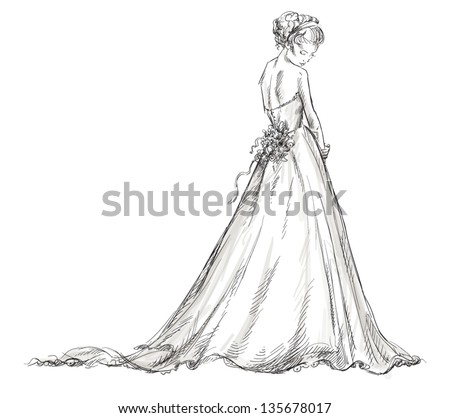 Beautiful Young Girl In A Wedding Dress EPS 10 Vector Illustration Beautiful Young Girl In A Wedding Dress EPS 10 Vector Illustration