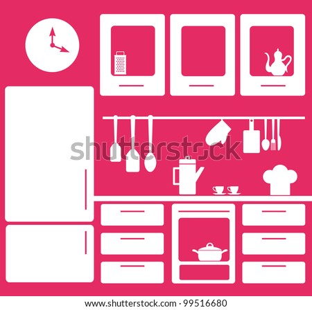 graphic kitchen interior. vector illustration