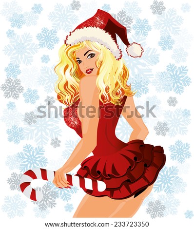 Christmas Pinup Girl Stock Vector Shutterstock