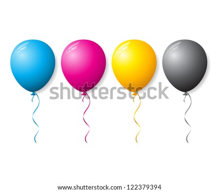 CMYK collection of color balloons