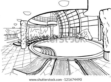 Outdoor Swimming Pool Expensive Hotel Drawing Stock Illustration 120370957 - Shutterstock