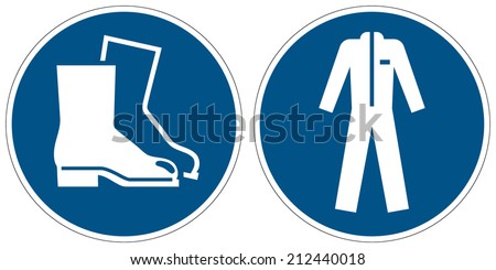 Wear safety footwear, Wear protective clothing mandatory signs (eps 10)