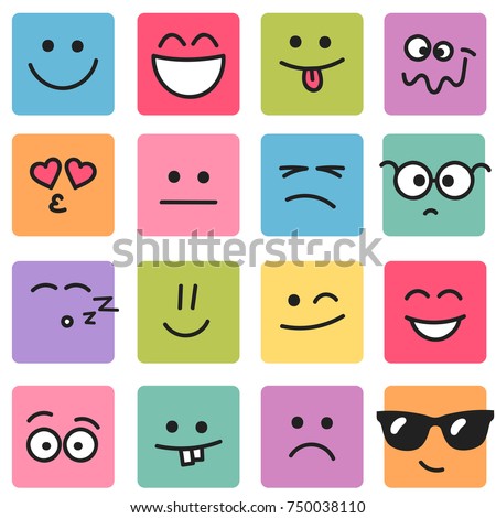 Sketches Smiley Faces Stock Vector 128319092 - Shutterstock