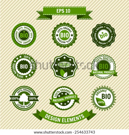 Bio Product Set Of Vector Labels Emblems Icons Eco Vintage Template Bio Product Set Of Vector Labels Emblems Icons Eco Vintage Template