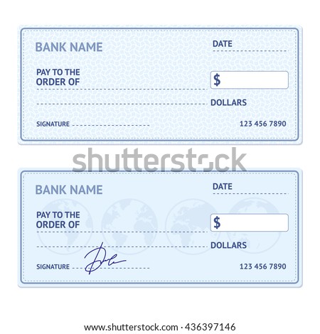 Bank Check Template Set Modern Design Stock Vector 436397146 - Shutterstock