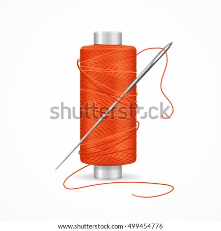 Thread Spool Red Reel Needle Vector Stock Vector 499454776 - Shutterstock