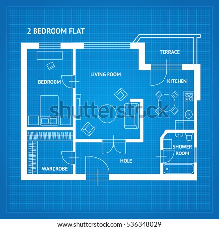 Apartment Floor Plan Blueprint Furniture Top Stock Vector 536348029 ...