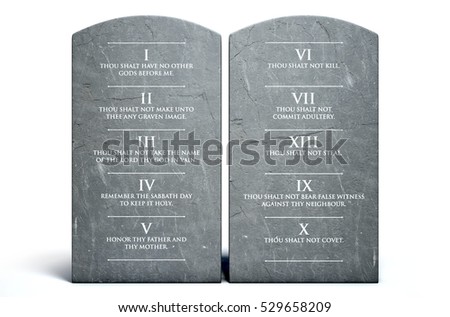 3 D Render Two Stone Tablets Ten Stock Illustration 529658209 ...