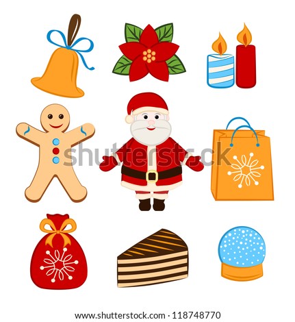 Collection of colorful Christmas icons/objects