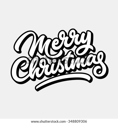 Merry Christmas Xmas Badge Handwritten Lettering Stock Vector 348809306 ...