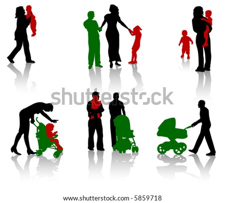 Silhouettes Parents Children Stock Vector 3387901 - Shutterstock