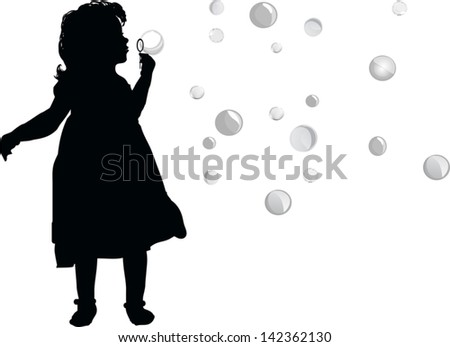 Silhouette Young Girl Blowing Bubbles Stock Vector 24789490 - Shutterstock