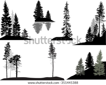 Illustration Black Forest Isolated On White Stock Vector 308905367