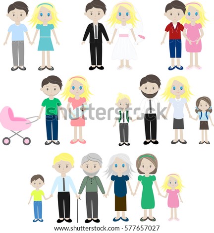 set of characters showing the stages of development of the family creation birth of - Cartoon Picture Of Children set of characters showing the stages of development of the family creation birth of - Cartoon Picture Of Children