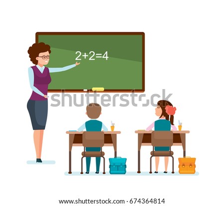 Teacher Pupils Classroom Cartoon Illustration Classroom Stock ...