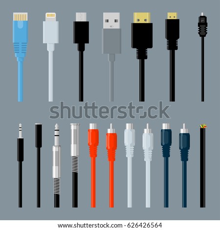 Different Cable Silhouettes Isolated On White Stock Vector 84756595 ...