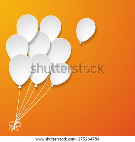 white paper balloons on the orange background