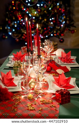 gold and red christmas table decoration with dim light candle - Red And Gold Christmas Table Decorations gold and red christmas table decoration with dim light candle - Red And Gold Christmas Table Decorations