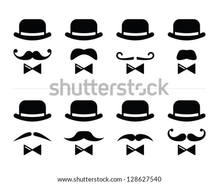 Gentleman Icon Man Moustache Bow Tie Stock Vector 