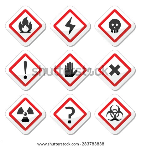 Danger Warning Attention Square Icons Set Stock Vector 283783838 ...