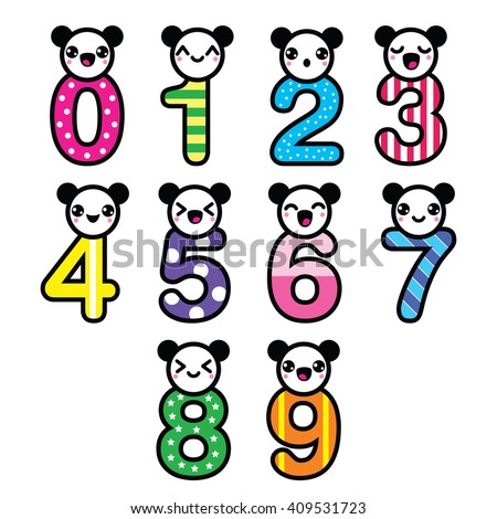 Cute Bear Kawaii Numbers Set Vector Stock Vector 409531723 - Shutterstock